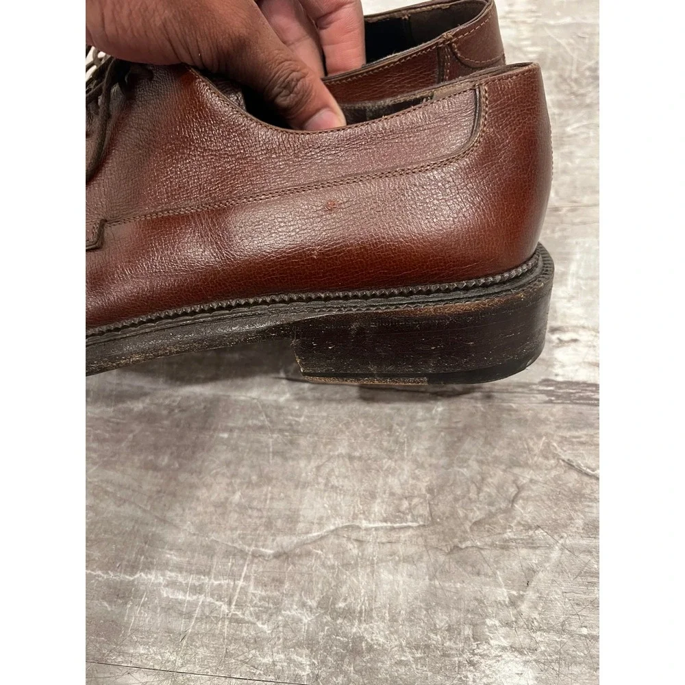 Salvatore Ferragamo Men's Oxfords Brown Leather Square Toe Dress Shoes Size 10 D